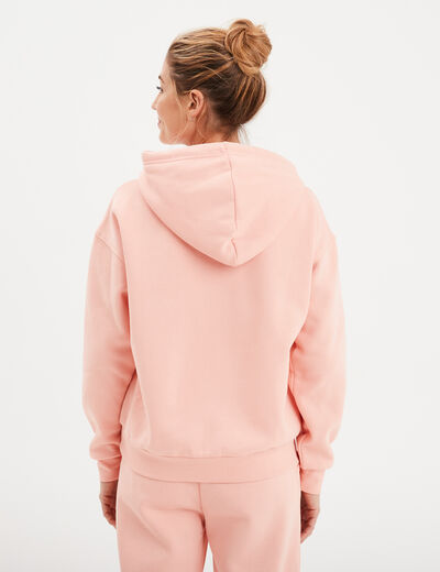 Sweat hoodie molleton à capuche rose poudrée femme