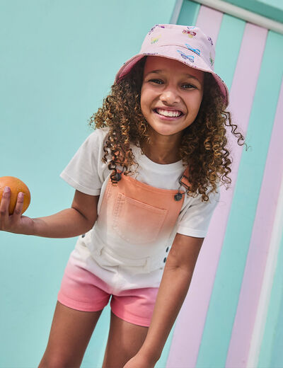 Ensemble 2 pi&egrave;ces avec salopette coton multicolore fille