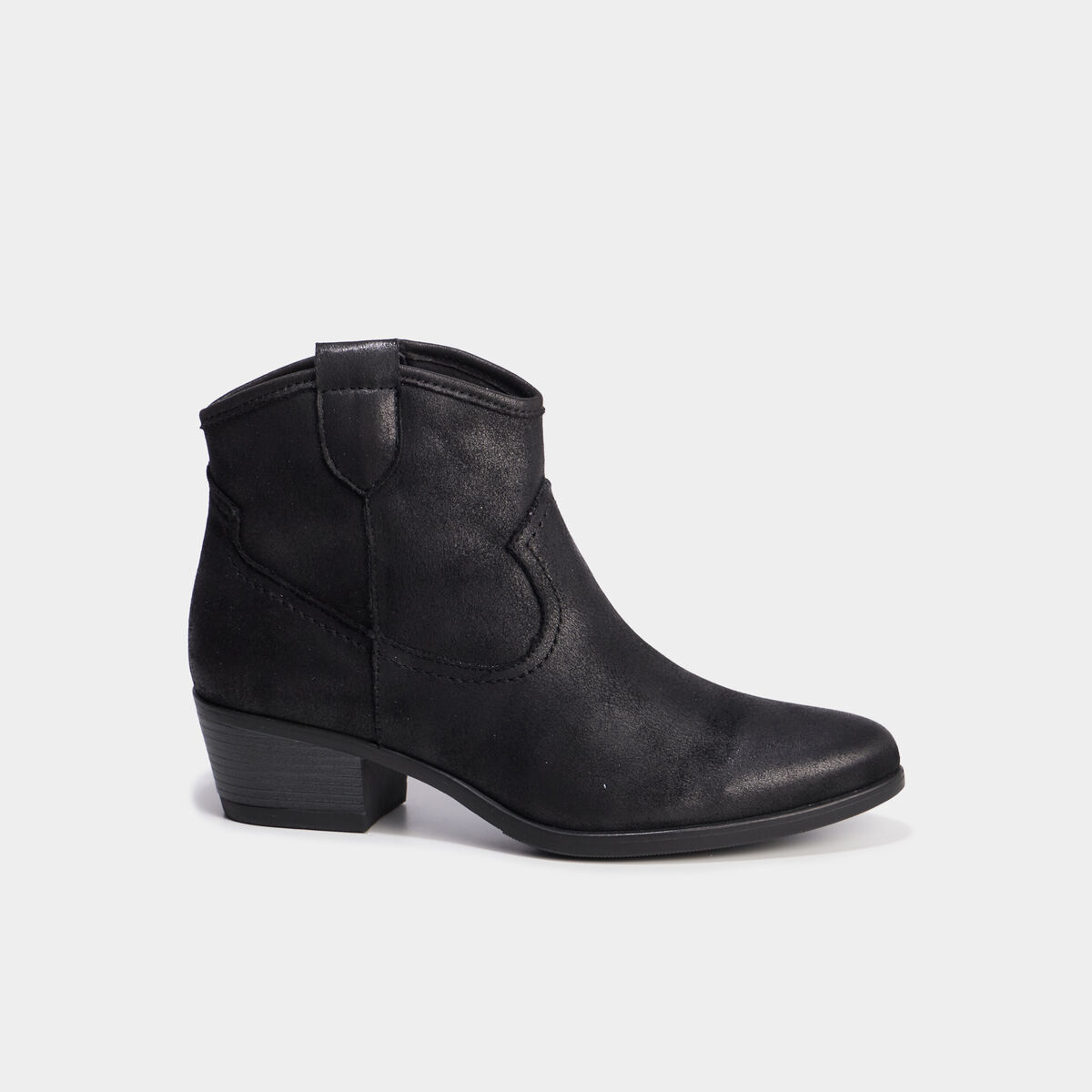 Boots esprit western &agrave; talons noir femme