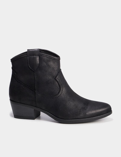 Boots esprit western &agrave; talons noir femme