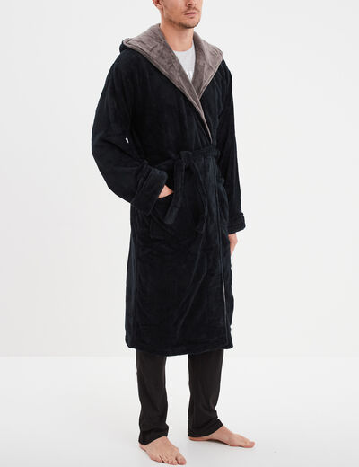 Peignoir long col châle noir homme