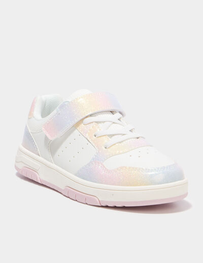 Tennis basses &agrave; scratchs bout renforc&eacute; multicolore fille