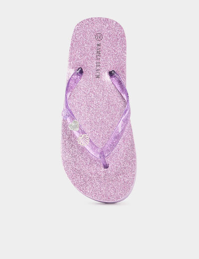 Tongs à paillettes et bijoux Wamea Beach mauve fille