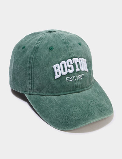 Casquette ajustable en jean vert fonc&eacute; homme