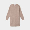 Robe pull longueur genou boutons &eacute;paule beige femme
