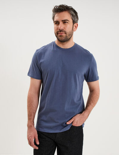 T-shirt droit en coton manches courtes bleu lavande homme