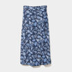 Jupe midi fendue fluide bleu marine femme