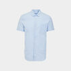 Chemise manches courtes lin mélangé bleu ciel homme