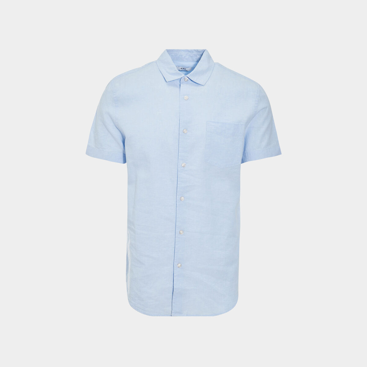 Chemise manches courtes lin mélangé bleu ciel homme