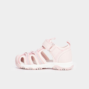 Sandales à scratchs et élastiques rose bébé fille
