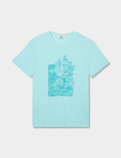 T-shirt manches courtes col rond Creeks bleu turquoise femme