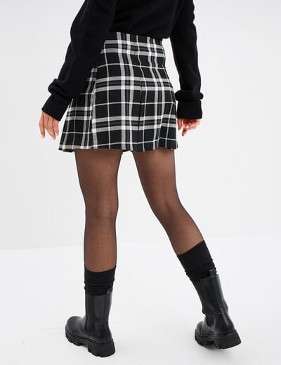Jupe courte avec plis coupe droite noir femme