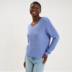 Pull col en V bleu ciel femme