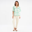 Blouse manches courtes papillons coton ecru femme