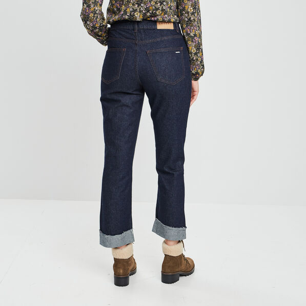 jeans straight avec revers denim stone femme Jeans straight avec revers denim stone femme