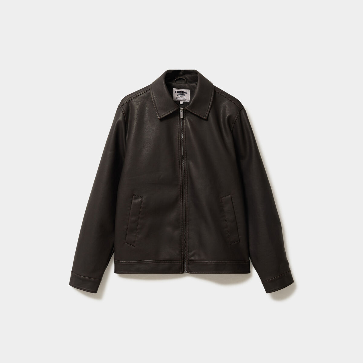 Veste courte simili cuir marron homme