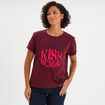 T-shirt manches courtes coton bordeaux femme