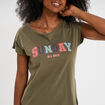 Ensemble pyjama corsaire t-shirt coton vert kaki femme