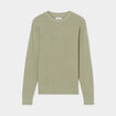 Pull en maille textur&eacute;e col rond vert kaki homme