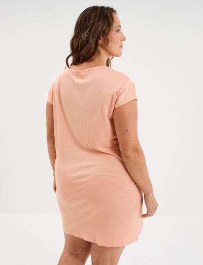 Chemise de nuit manches courtes rose clair femme grande taille