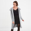 Gilet long à capuche manches longues gris femme