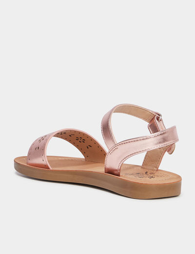 Sandales métallisées perforations rose fille
