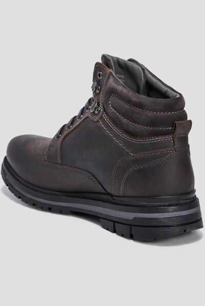 Bottines à lacets en cuir gris homme
