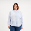 Chemise brod&eacute;e 1 poche manches longues bleu femme grande taille