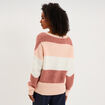 Pull col V ajour&eacute; manches longues rose clair femme
