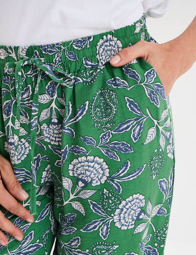 Pantalon lage taille élastiquée vert menthe femme