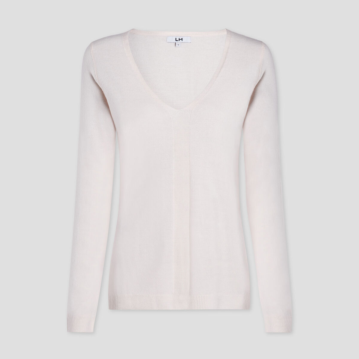 Pull col V manches longues rose clair femme