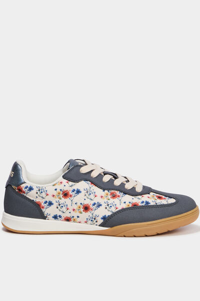 Baskets basses &agrave; lacets bleu marine femme