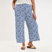 Pantalon large fluide effet gaufr&eacute; ecru femme grande taille