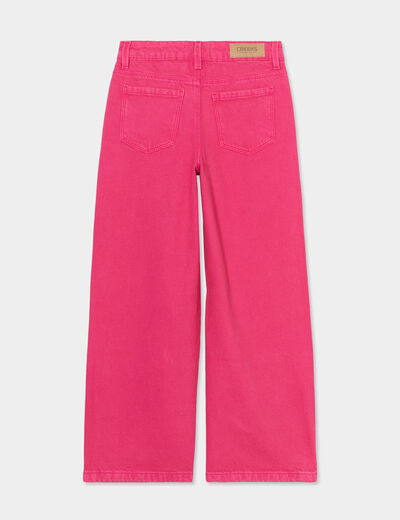 Pantalon large 5 poches coton Creeks rose framboise fille