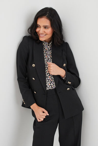 Veste blazer double boutonnage noir femme