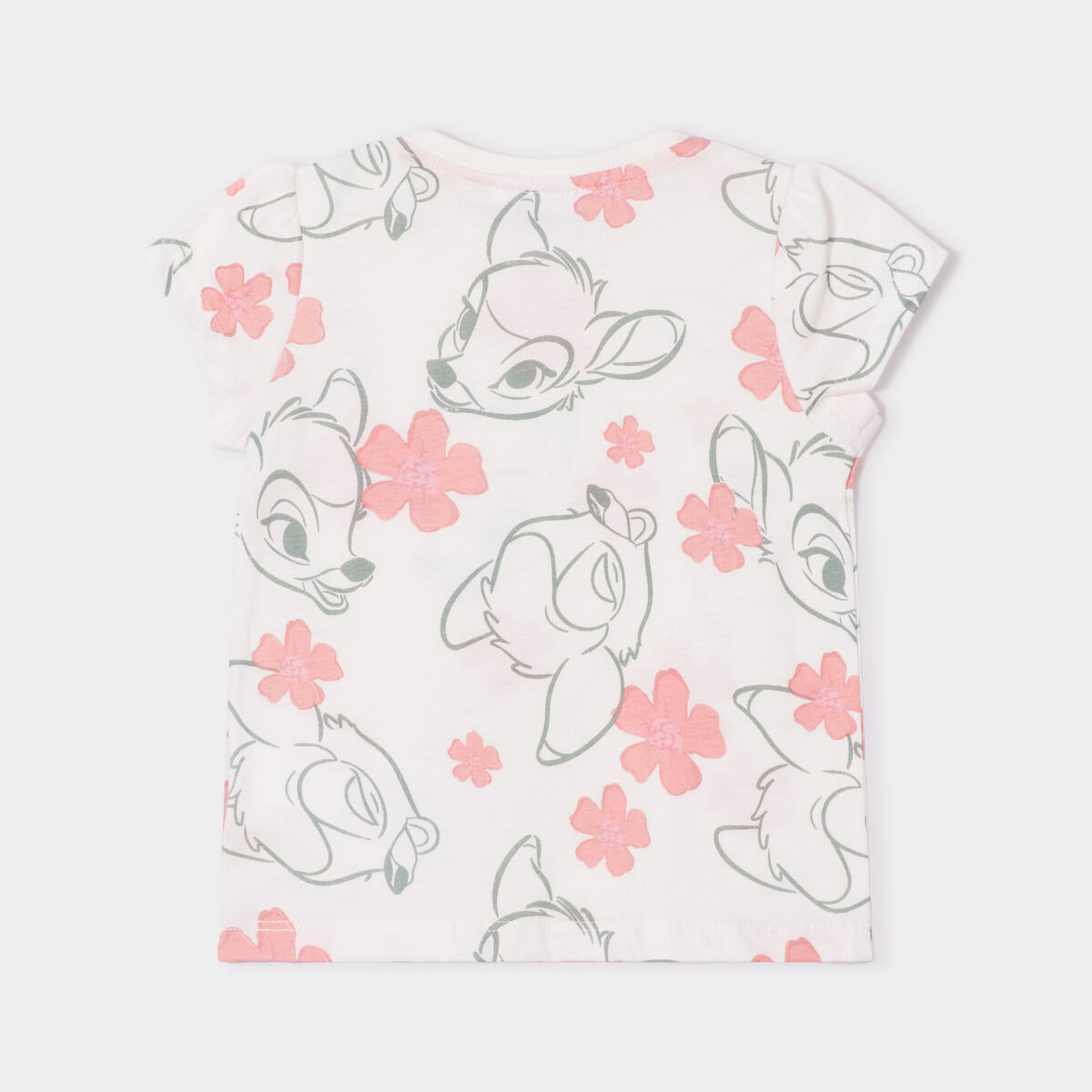 T-shirt manches courtes coton Bambi blanc bébé fille