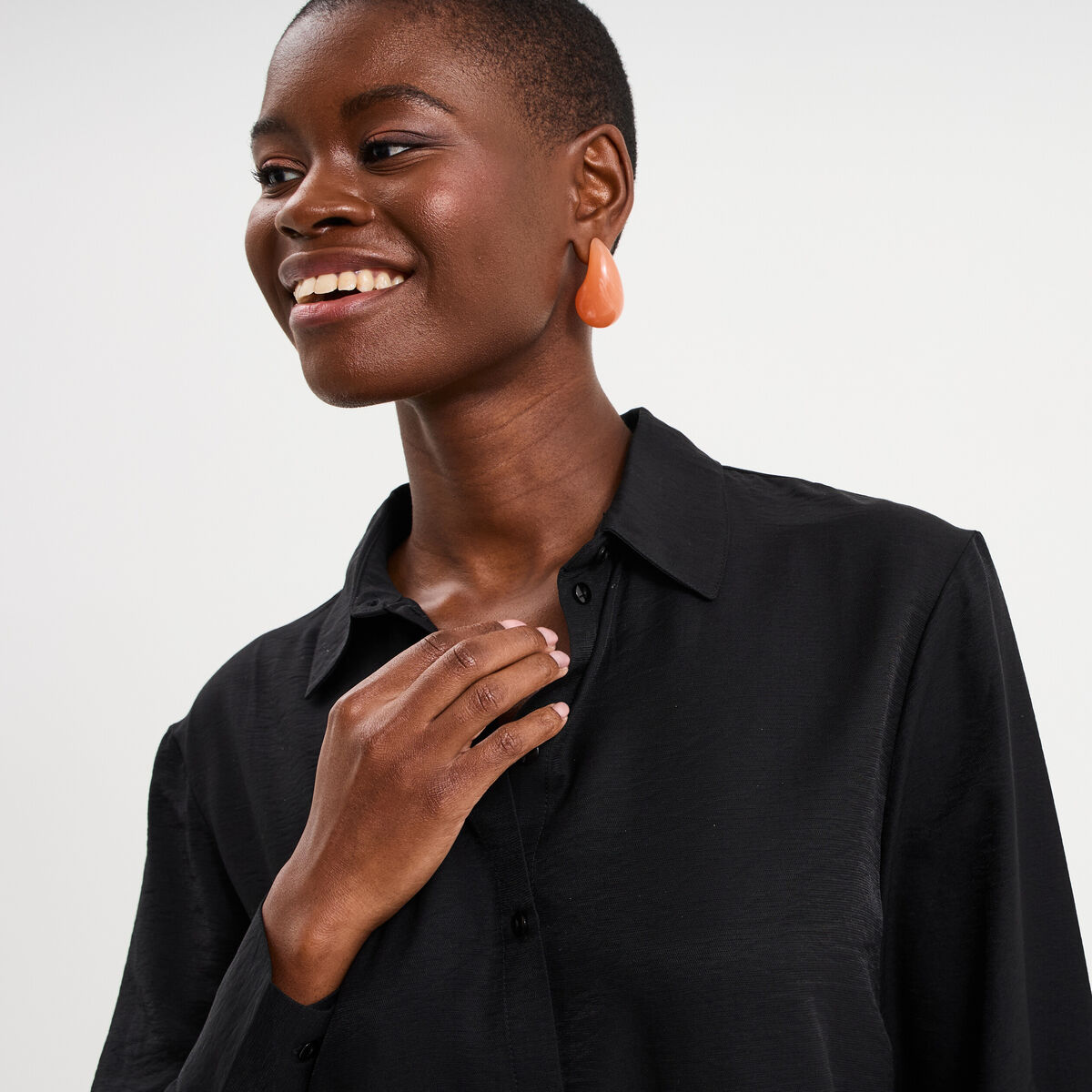 Chemise manches longues noir femme