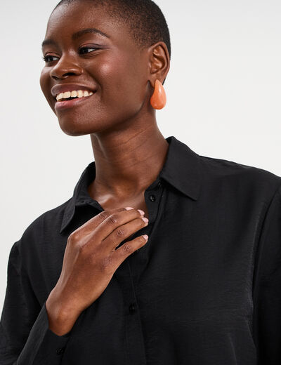 Chemise manches longues noir femme