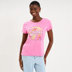 T-shirt manches courtes col rond coton rose femme