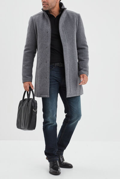 Manteau droit long gris foncé homme