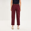 Pantalon chino regular ceinture tress&eacute;e violet fonc&eacute; femme