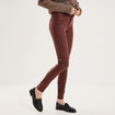 Pantalon enduit skinny push-up violet fonc&eacute; femme