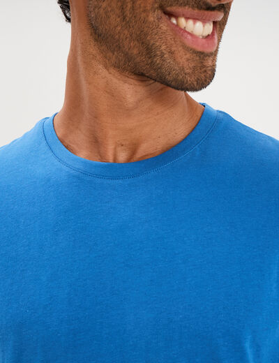 T-shirt droit en coton manches courtes bleu homme