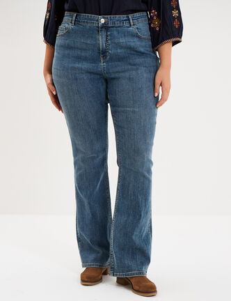 Jean flare 5 poches taille haute denim dirty femme grande taille