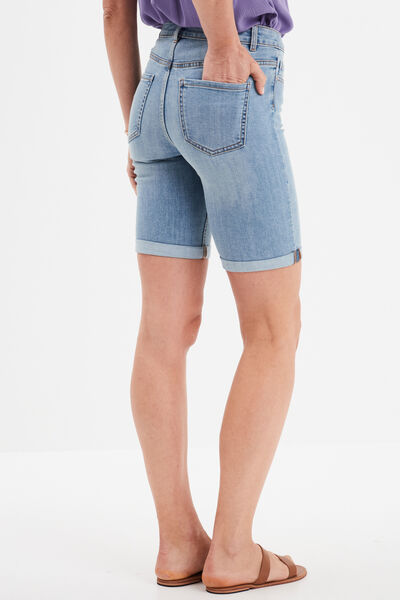 Bermuda en jean slim denim double stone femme