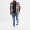 Surchemise carreaux doubl&eacute;e effet sherpa prune homme