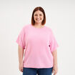 Pull manches courtes col rond rose femme grande taille