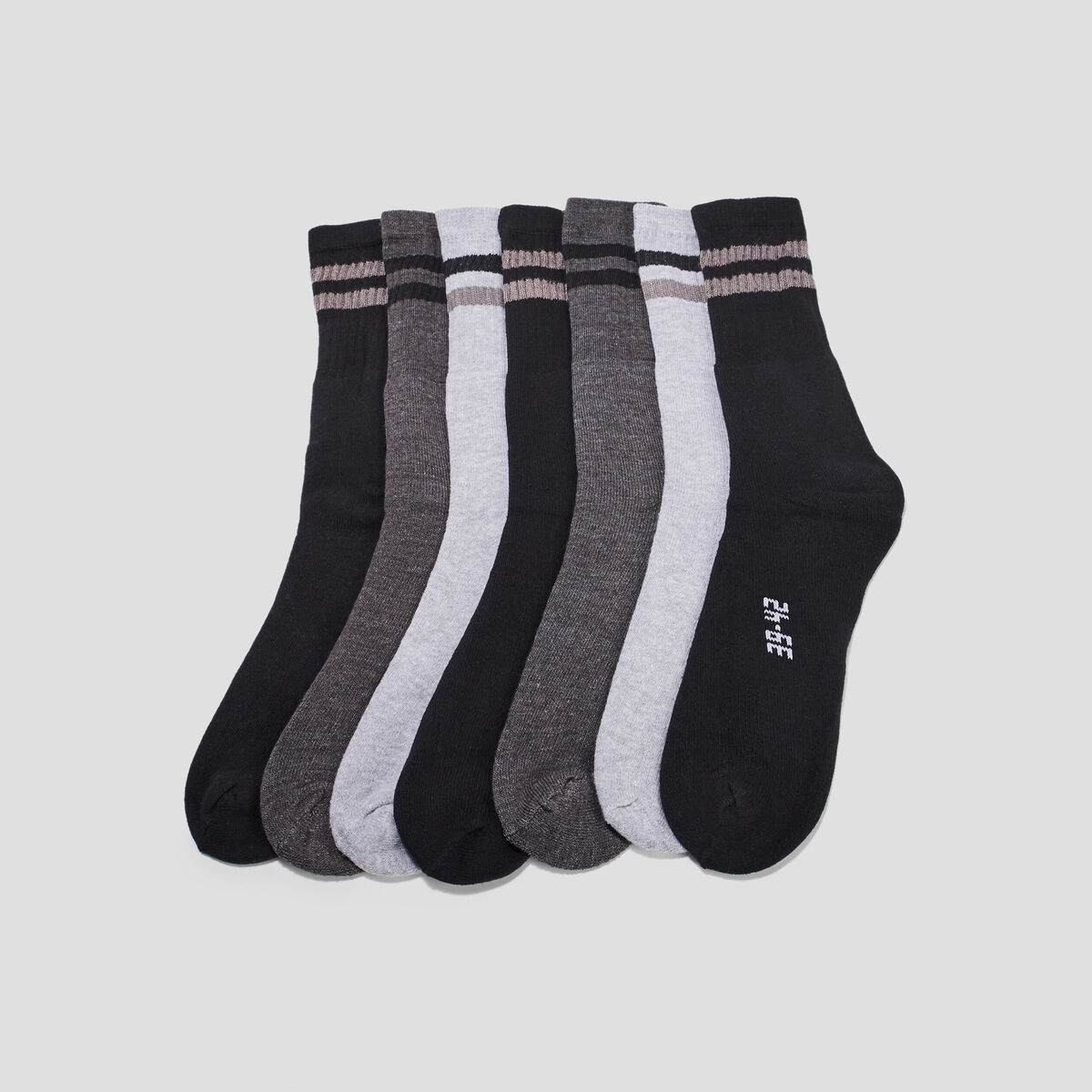 Lot 7 paires chaussettes de sport gris homme