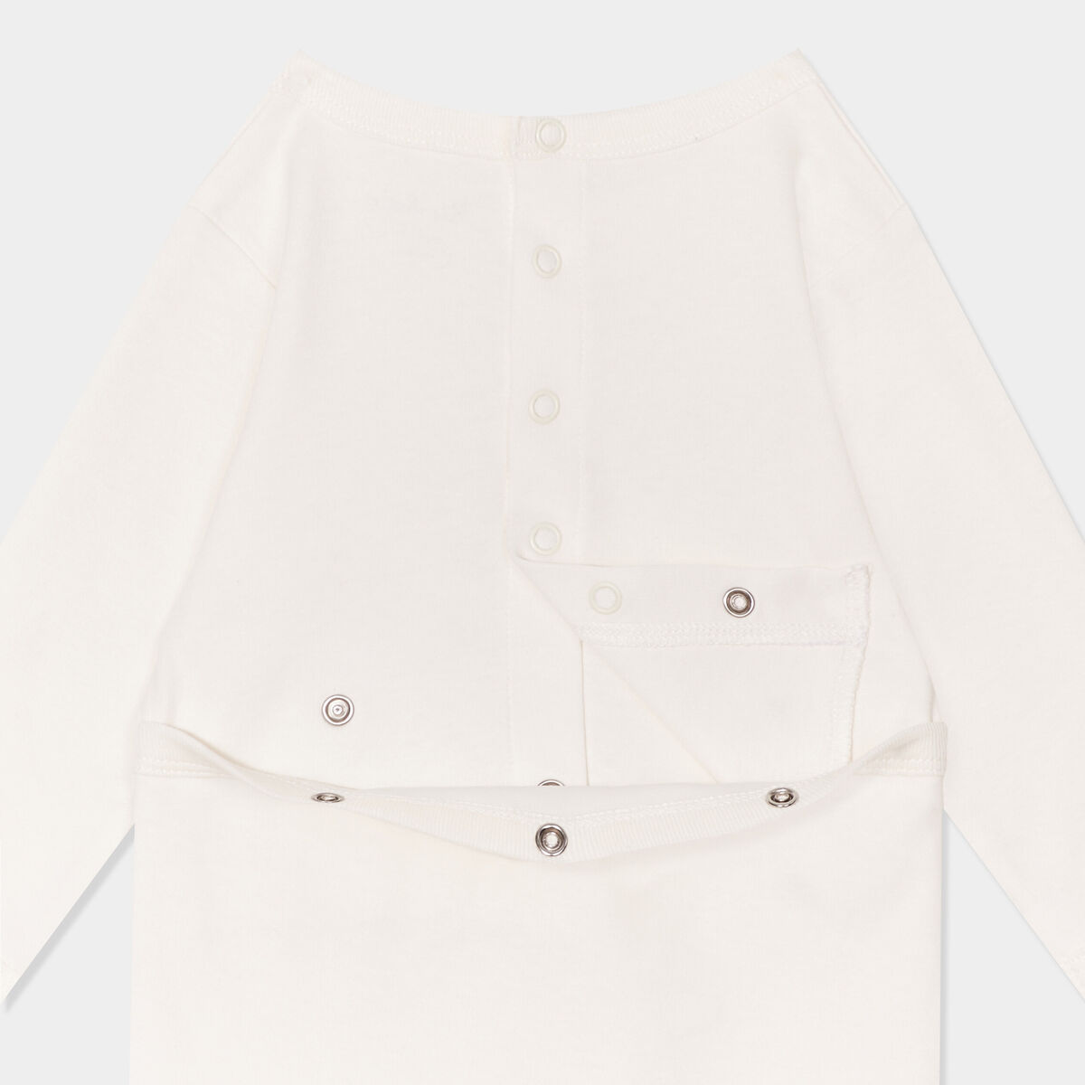 Dors-bien manches longues boutonné coton ecru bébé