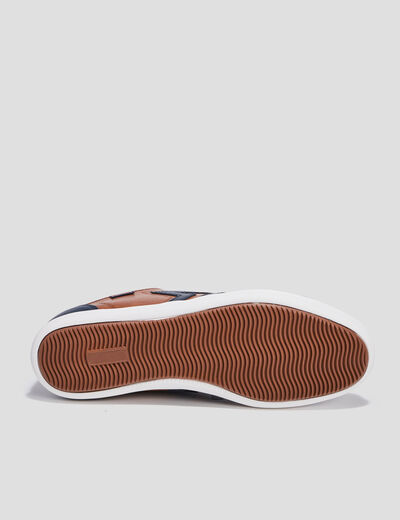 Baskets plates à lacets marron cognac homme